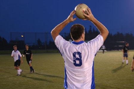 The Halifax Heat's Robin MacNeil prepares to throw the ball during a recent match up in the lower division between the Halifax Heat and the Megahertz Landsharks.   Landsharks won 1-0.